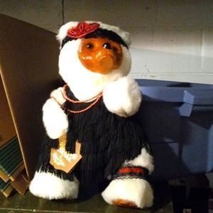 Vintage Robert Raikes Zelda Flapper Plush 1986 Wood Carved Face Stuffed Animal